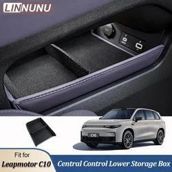LINNUNU Car Central Control Lower Storage Box Leather Splicing for Leapmotor C10 2024 2025 2026 Organizer interior Accessories
