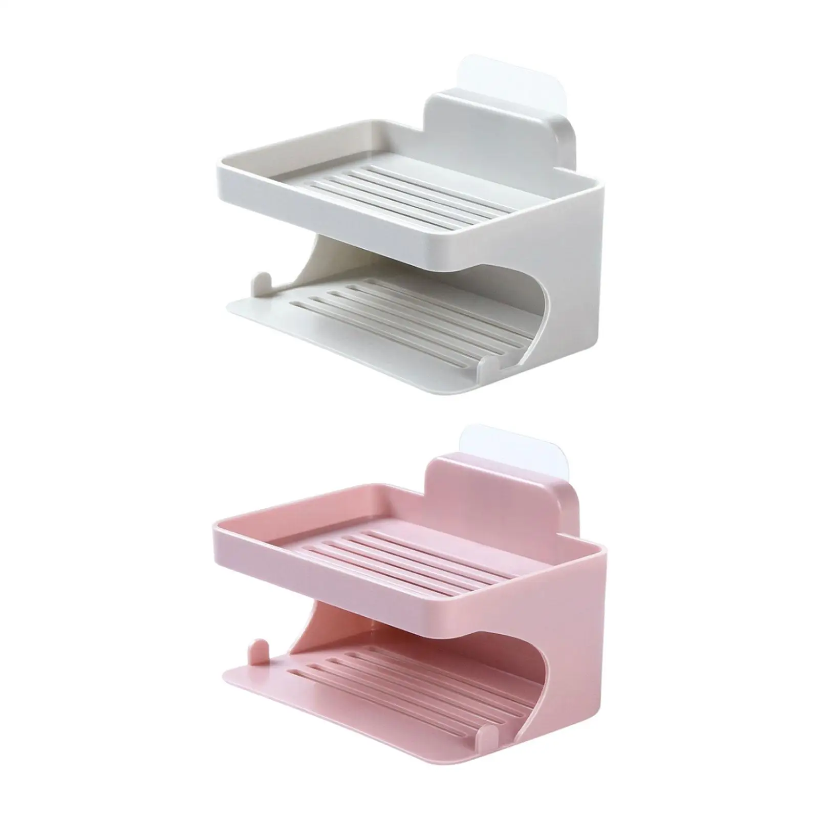 2 Tiers Soap Dish Soap Tray Freestanding Soap Stand Wall Mounted Soap Rack for Shower Wall Toilet Washroom Hotel