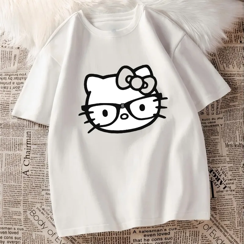 

Дышащая быстросохнущая свободная и удобная повседневная футболка с круглым вырезом и короткими рукавами Hello Kitty с 3D принтом