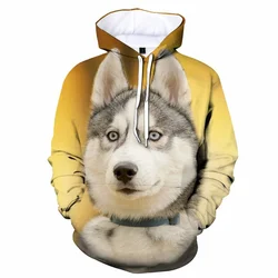 Felpe con cappuccio Husky siberiano cane carino Casual stampato in 3D uomo donna felpe con cappuccio Streetwear autunno felpe a maniche lunghe cappotto per bambini