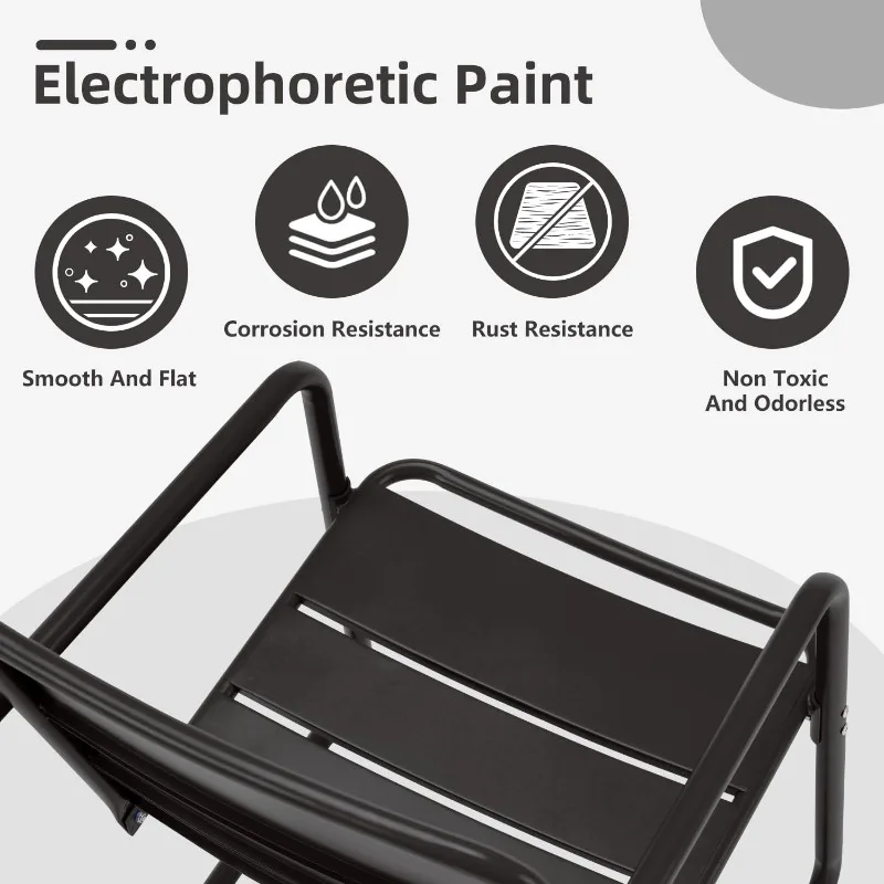 HOME.مجموعة كراسي الفناء مكونة من 2، مجموعة أثاث الفناء الصغيرة - كرسيين معدنيين للربيع على شكل حرف C، مجموعة بيسترو خارجية للشرفة، أمامي P