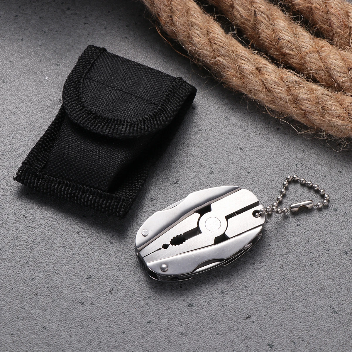 

Stainless Steel Mini Multifunction Pliers Folding Hammer Wrench Saw Pocket Tools Outdoor Keychain Carry Compact Lightweight