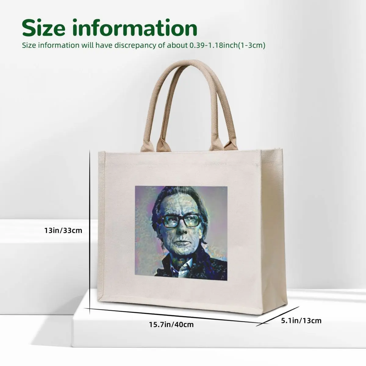 Bill Nighy Portrait Tote Bag custom tote bag canvas shopping bag Candy bags shopping bags foldable
