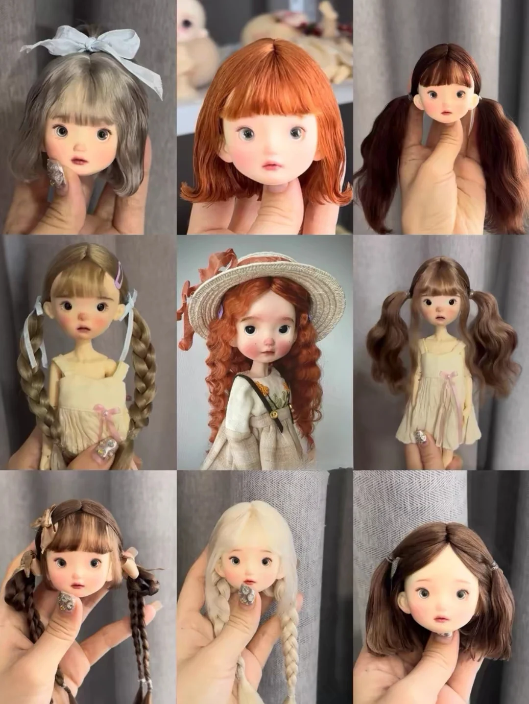 Peruka dla lalki moherowej w stylu skrzypu dla głowy 16 cm Landoudou Landazz okoliczności głowy (okres budowy 30 dni)