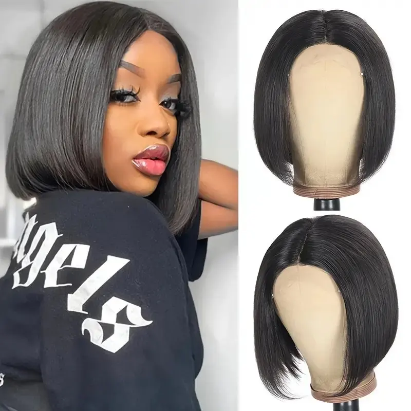 Rosabeauty Nature Color Straight Short Bob Human Hair Wigs 13X4 HD Lace Frontal Wig Glueless Brazilian For Women 180% Density