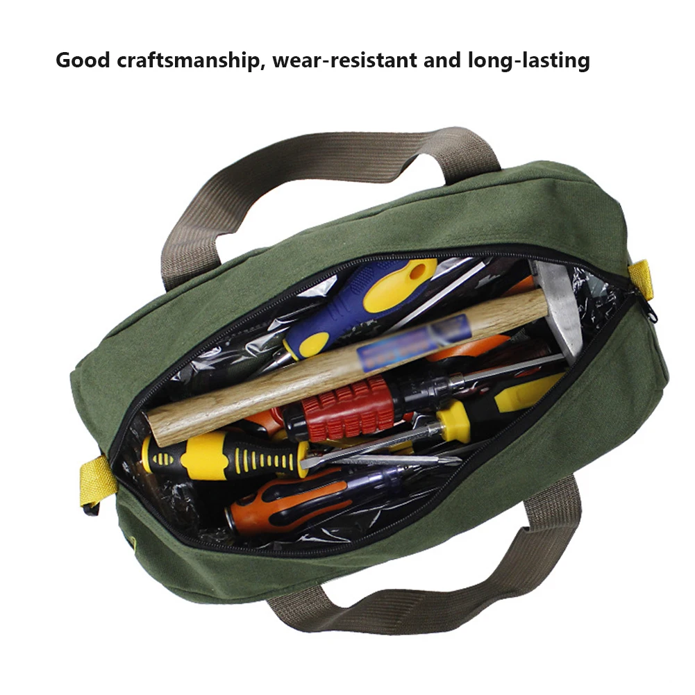 12/16/20" Wide Mouth Tool Bag Canvas Tool Kit Power Tool Organizer Pouch Waterproof Large Capacity Storage Bag For Electricians