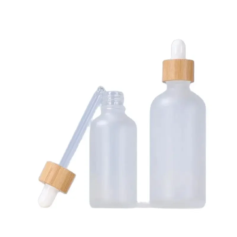 

white Opal Glossy Glass Jars Empty Essential Oil Dropper Bottle perfume bottle parfum porcelain with bamboo lid travel bottleset