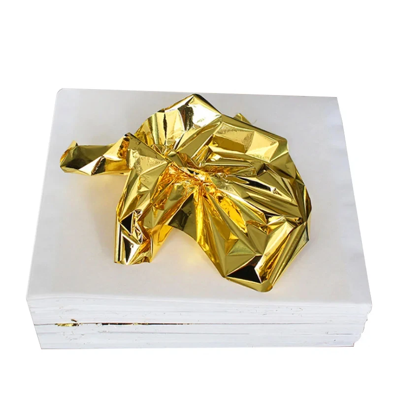 100Pcs Imitation Gold Sliver Copper Foil Papers Leaf Flake Gilding Sheets For Nail Wedding Party Home Decor DIY Art Crafts Paper view 5