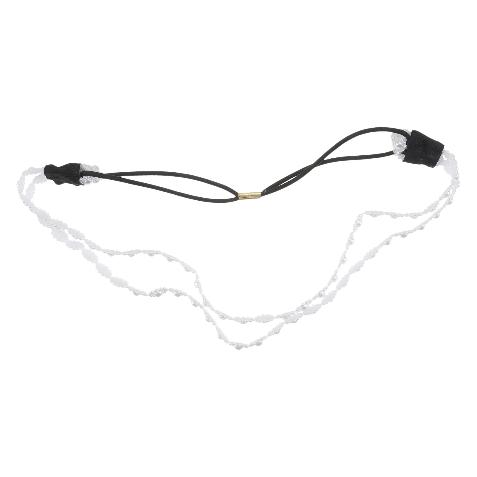 

Double Row Pearl Flower Hair Band Bridal Headpiece Elastic Women Hair Hoop Wedding Accessories Women Headband Bride Headband