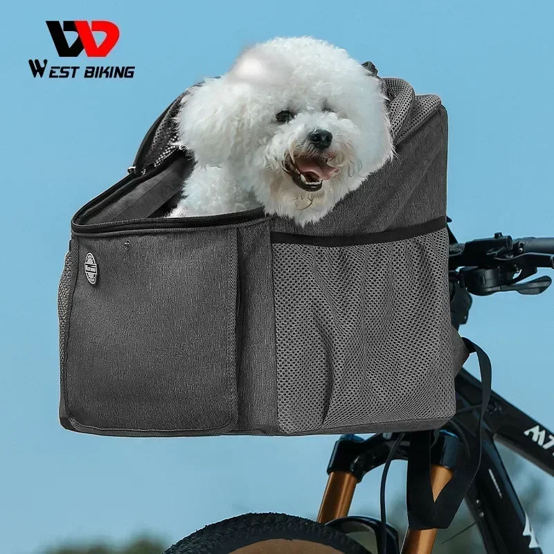 WEST BIKING Bicycle Front Pets Bag For Travel Breathable Breathable Wear-Resistant Bag For Dog Cat Outdoor Pet Backpack Hand Bag