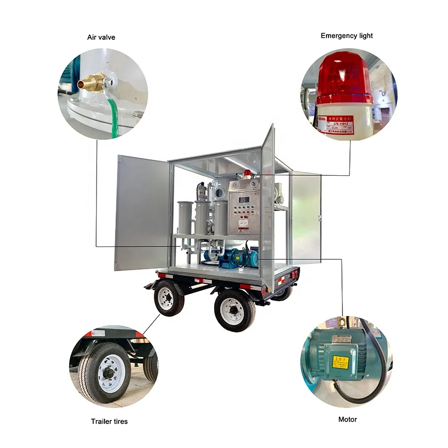 Impianto mobile per filtrazione dell'olio con trasformatore a vuoto a doppio stadio di tipo esterno