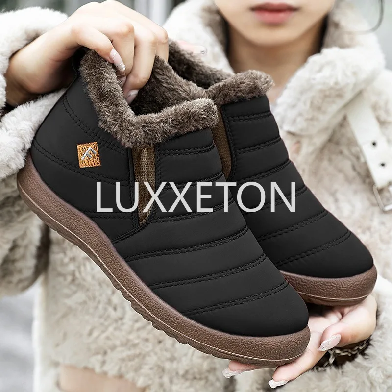 Women Boots Winter Shoes 2024 New Fashionable Ankle Boots Snow Bottom Sports Shirt Black Couple Waterproof Winter Plus Size