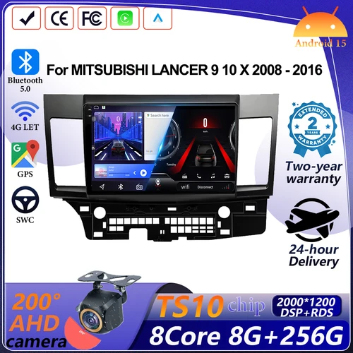 Android 15 para MITSUBISHI LANCER 9 10X2008 2009 2010 2011 - 2016 10 pulgadas Carplay Radio Multimidia Video navegación GPS 5G