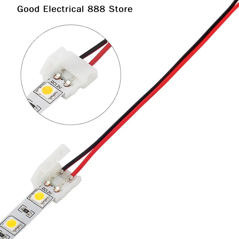 10 Pcs 2-Pin Power Connector for LED Strip Lights 8mm/10mm Splice Clip SMD 3528 5050 5630 Compatible with LED Strip Lamps