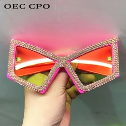 Diamond Square Sunglasses Women Luxury Rhinestone Large Frame Sun Glasses Female Outdoor UV Protection Crystal Ladies Eyewear