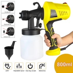 EU Plug 800 ML Large Capacity Electric Paint Sprayer with Paint Pot Power Tools Flow Control Airbrush High Power