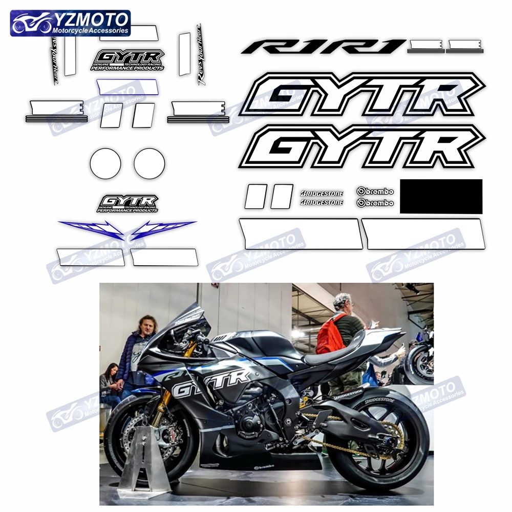 For YAMAHA YZF R1 R3 R6 R7 GYTR Motorcycle Fairing Decoration Sticker Full Car Waterproof Reflective Decal Stickers Kit