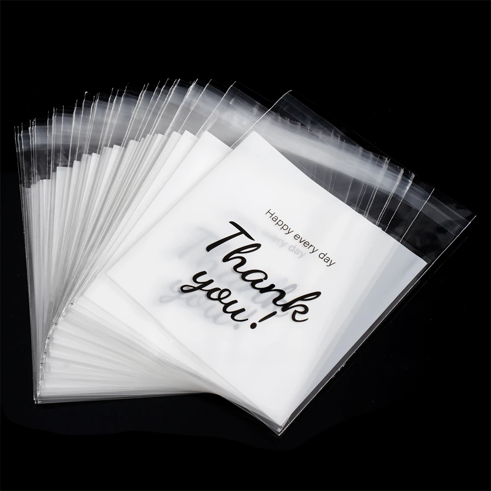 100pcs/lot Plastic Bags Thank you Self-Adhesive Bags for Homemade Party Gifts Beads Earrings Bag DIY Jewelry Packaging Bag image 4