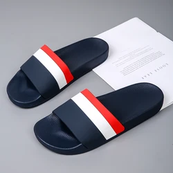 Summer Men Slippers Striped Design Slides Garden Men Slippers Casual Shoes Indoor Flats Waterproof Couple Sandals Size 36-46