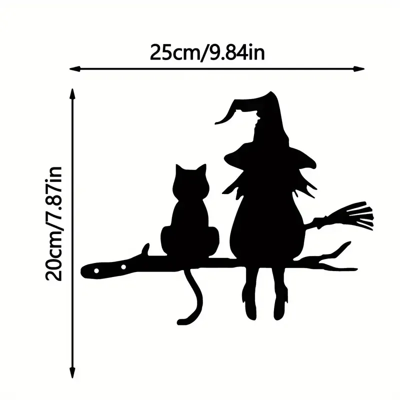 Waterproof Black Halloween Metal Wall Art Garden Witch Wizard Decorative Floor Plug