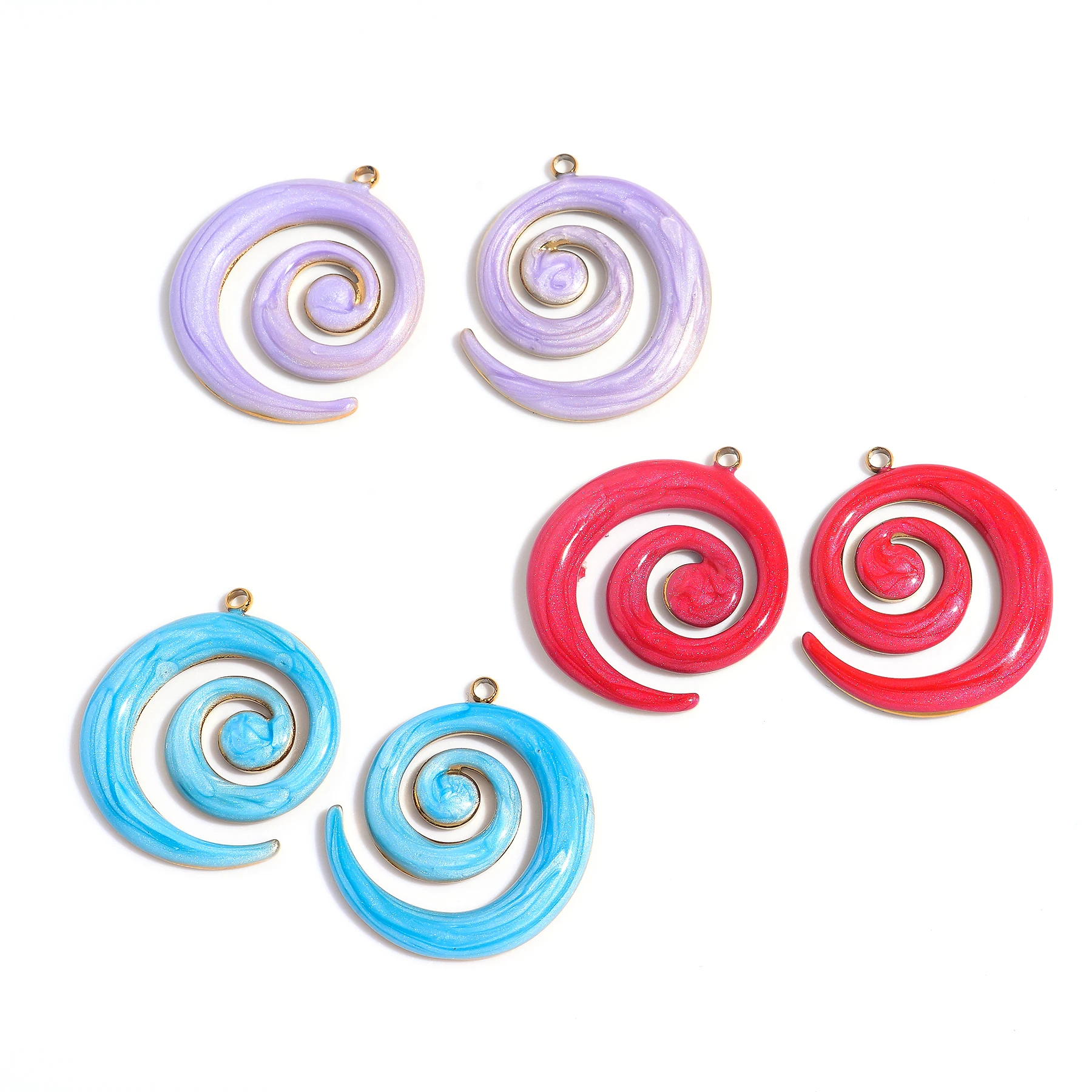 

6pcs/lot Stainless Steel Spiral Mosquito Coil Charm Geometric Pendant For DIY Earring Necklace Jewelry Making Accessories