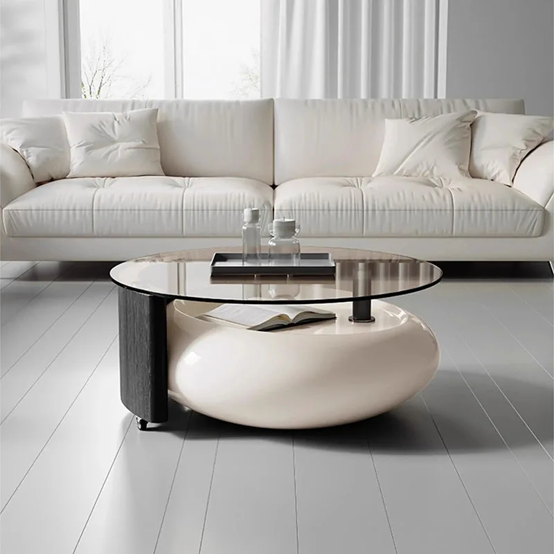 Japanese Luxury Coffee Table Minimalist Round Glas Designer Coffee Table Modern Mobile Mesa Auxiliar Living Room Table Furniture