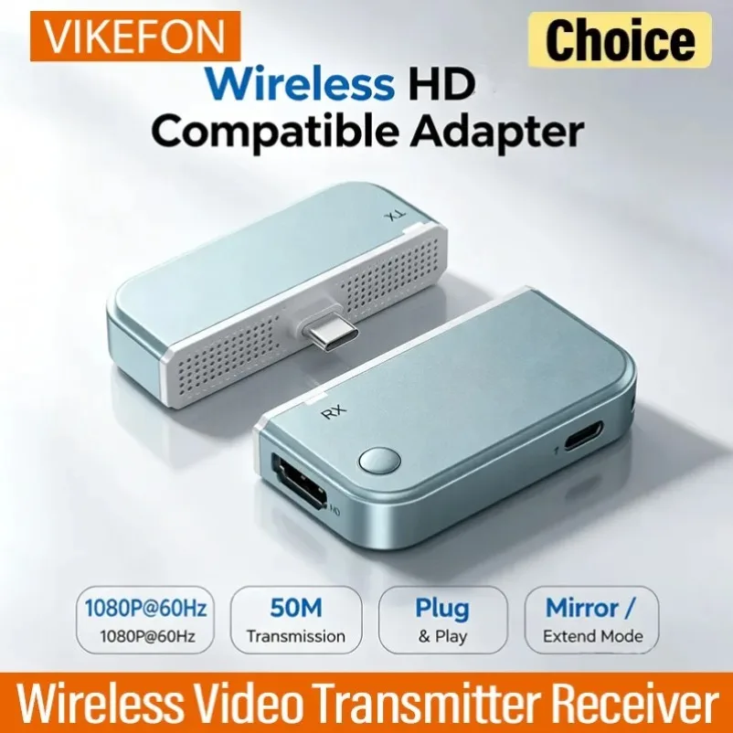 Office Meeting Wireless HDMI-Compatible Screen Cast Adapter TX RX 50M Long Distance No WiFi Needed 1080P 60Hz Split Screen