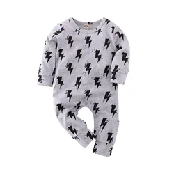 Baby Boy Girl Rompers Long Sleeve Cotton Baby Boy Clothes Lightning Print Fashion Infant Clothing Jumpsuit Autumn