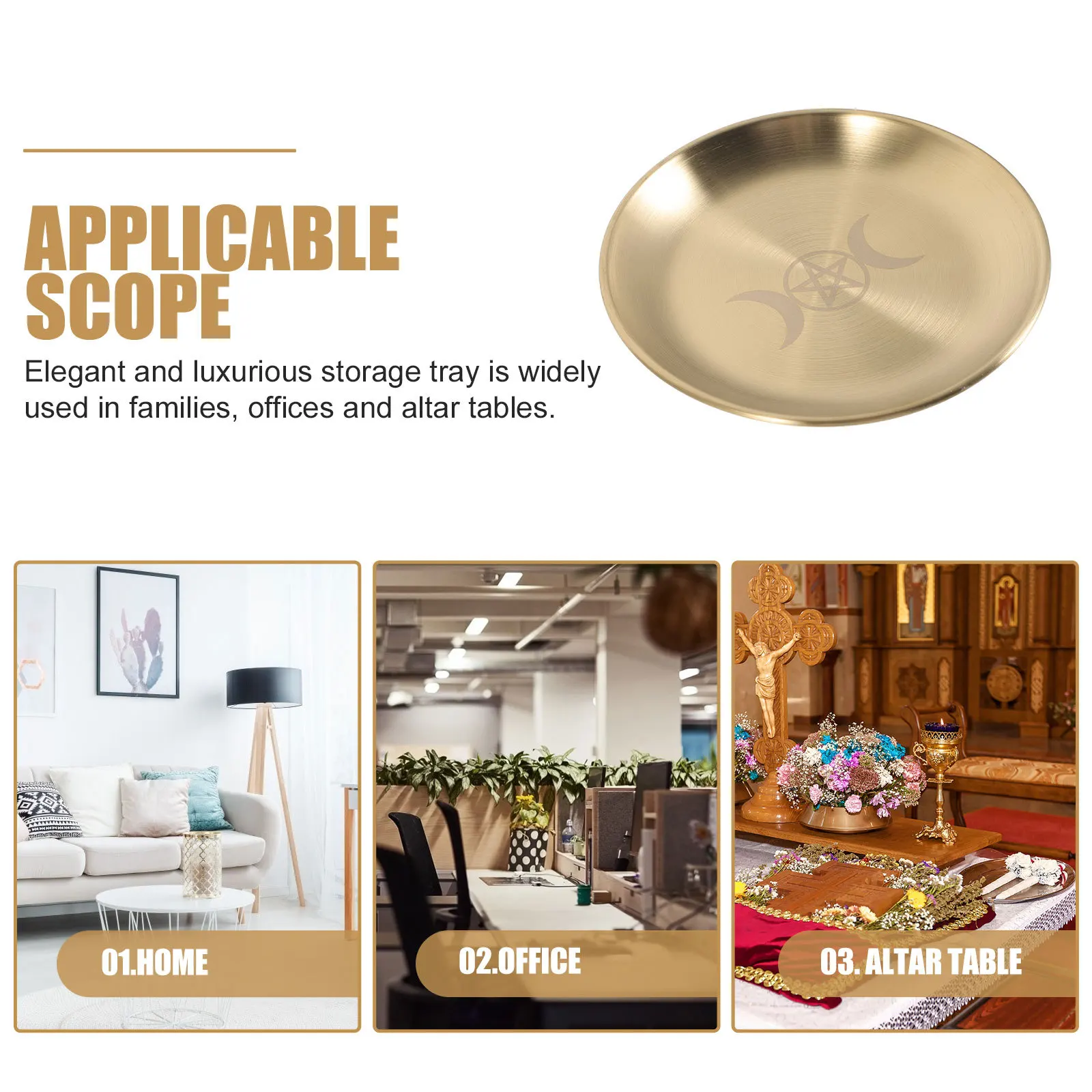 

Five Pointed Star Gold Plated Metal Altar Tray Witch Ritual Decorative Dish Jewelry Bowl Trinket Holder Ring Storage Organizer