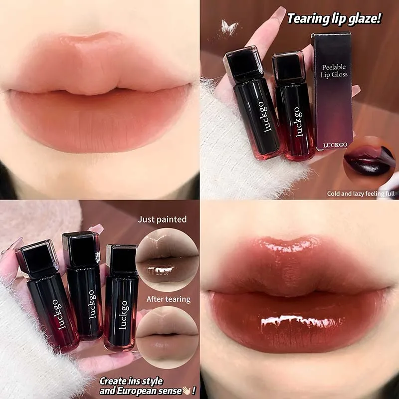 Black Brown Peel Off Tattoo Liquid Lipstick Waterproof Lasting Lipliner Matte Lip Tint Brown Contour Tear-off Lip Stain Cosmetic
