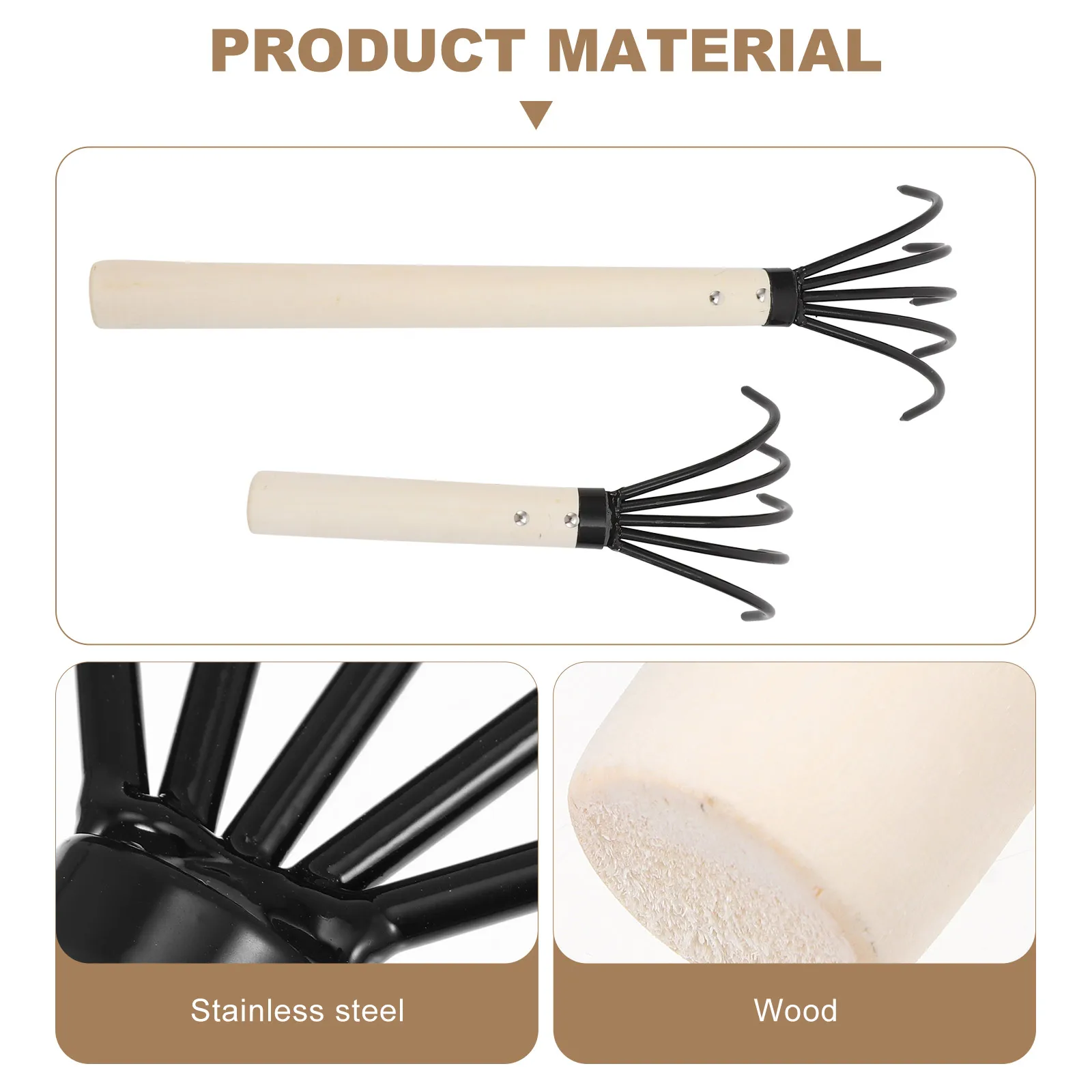 High Carbon Steel Wood H Seafood Rake Durable Non Slip Beach Digging Tool Clam Scoop Portable Claw Rake Seashell Oyster