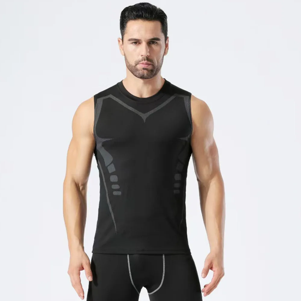 New Compression Tank Top Elasticity Gym wear Men Sleeveless Quick Drying Sportswear Fitness Bodybuilding Vest Workout Muscle Top