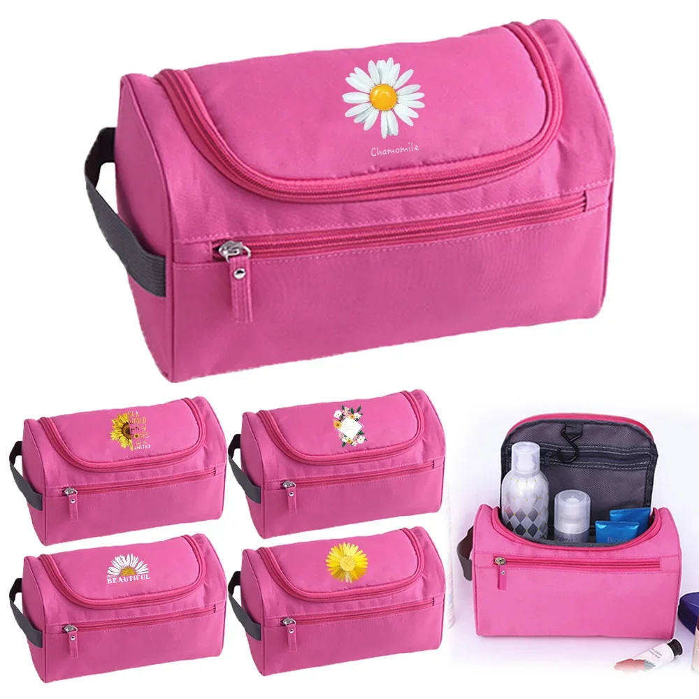 

Portable Cosmetic Bag Travel Makeup Bag Daisy Printing Series Unisex Cosmetic Wash Bag Toiletry Organizer Hanging Pouch