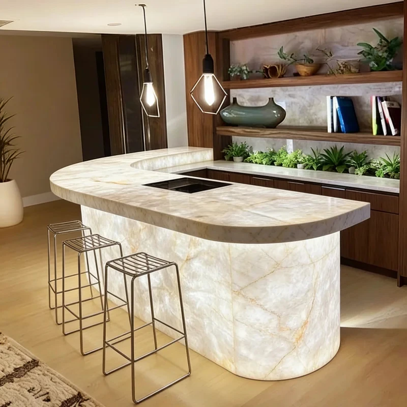 custom.Luxury Customized Solid Surface Modern Nightclub Wine Bar Illuminated Commercial Home LED Restaurant Basement Bar Counter
