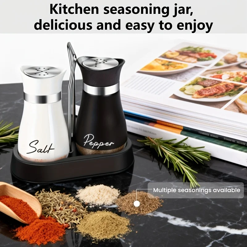 Juego de botellas de condimentos, botella de especias de vidrio sellada, dispensador de sal y pimienta recargable a prueba de humedad, lata de condimentos para comino de cocina, 1 Juego