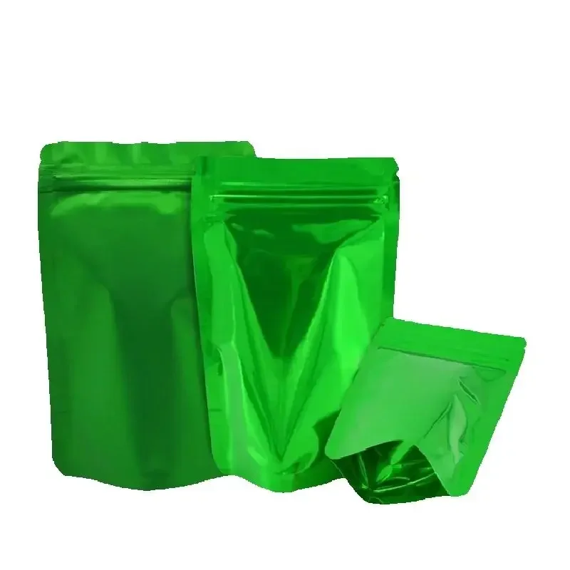 

100PCS Green Aluminum Foil Ziplock Stand-up Bag DIY Matcha Cocoa Snack Candy Coffee Beans Sugar Biscuit Tea Gift Storage Pouches