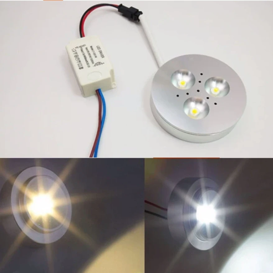 جودة عالية سميكة 3 واط الألومنيوم LED إضاءة الخزانة عفريت ضوء LED أسفل ضوء Epistar رقاقة 3 سنوات الضمان التيار المتناوب 110-240 فولت/DC12V