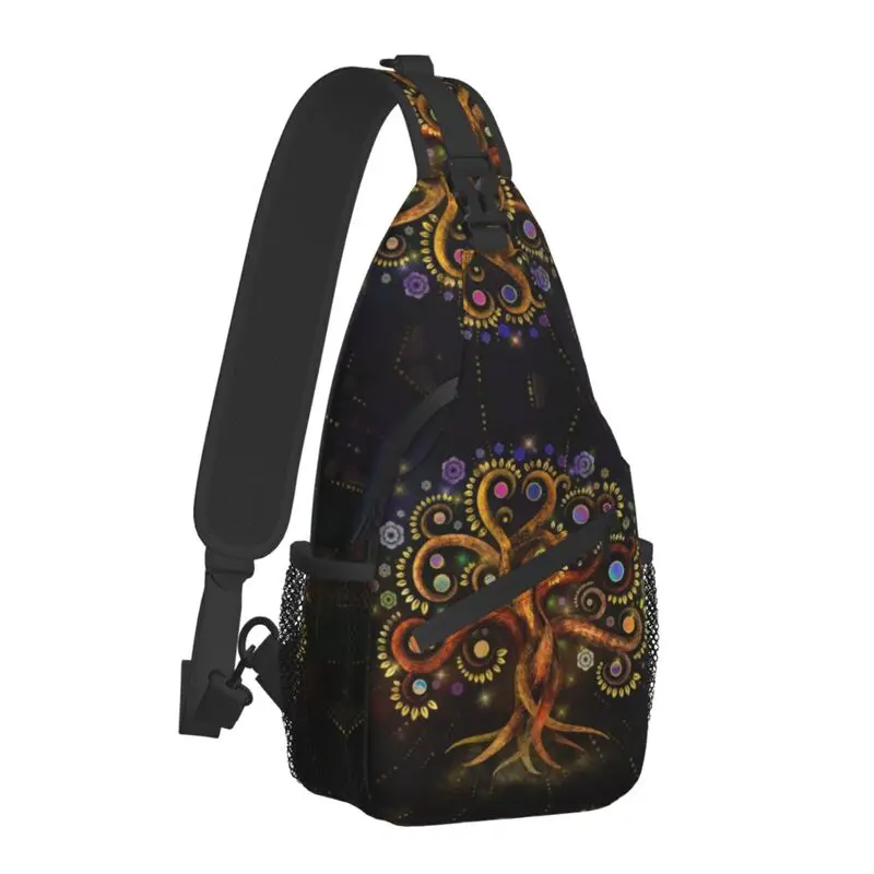 Casual Tree Of Life Yggdrasil Rainbow Swirl Sling Bag for Traveling Men's Chest Crossbody Backpack Shoulder Daypack