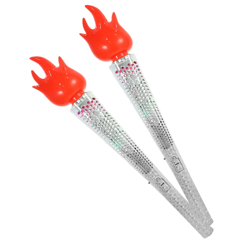 

2Pcs Realistic Plastic Torch Fake Torch Kids Learning Prop Sports Performance Supply Plastic Plaything Kids Plaything