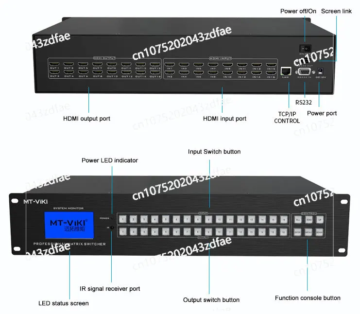 4K 30Hz Video HDMI Matrix switcher 16x16 + IR Remote , MT-VIKI Audio video equipments 16 port HDMI Matrix Switch 16 in 16 out