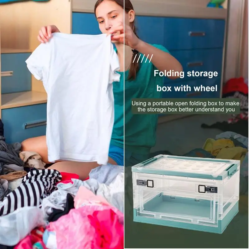 Collapsible Storage Bins  drawer type household storage box  Large Transparent Box with Wheels  Large Capacity Storage Container