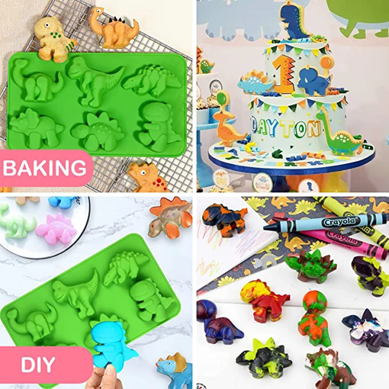 Dinosaur Silicone Cake Mold For Baking Kid Cartoon Dino Chocolate Candy Tray Soap Candle Making Tools Cupcake Topper Decorating