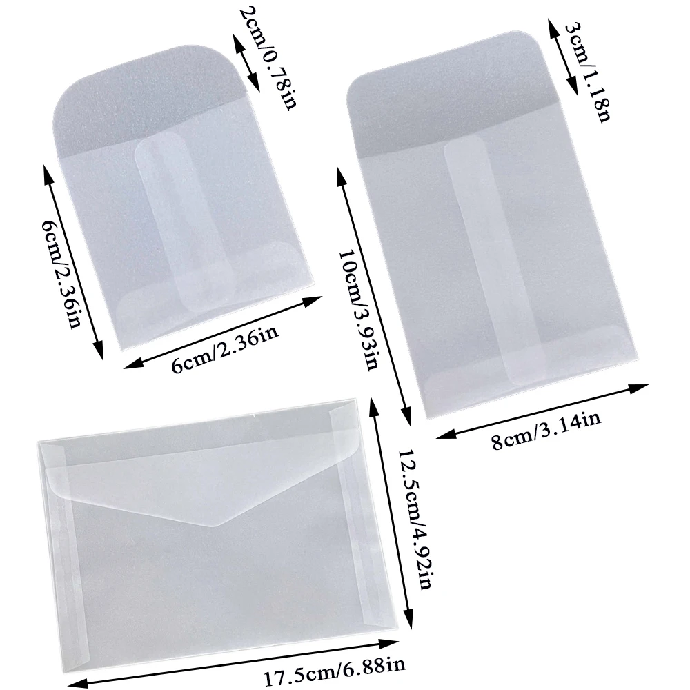 10PCS Translucent Card Storage Bags Stationery Translucent Packaging Bags Protective Bags Envelope Packaging Bags INS Waterproof