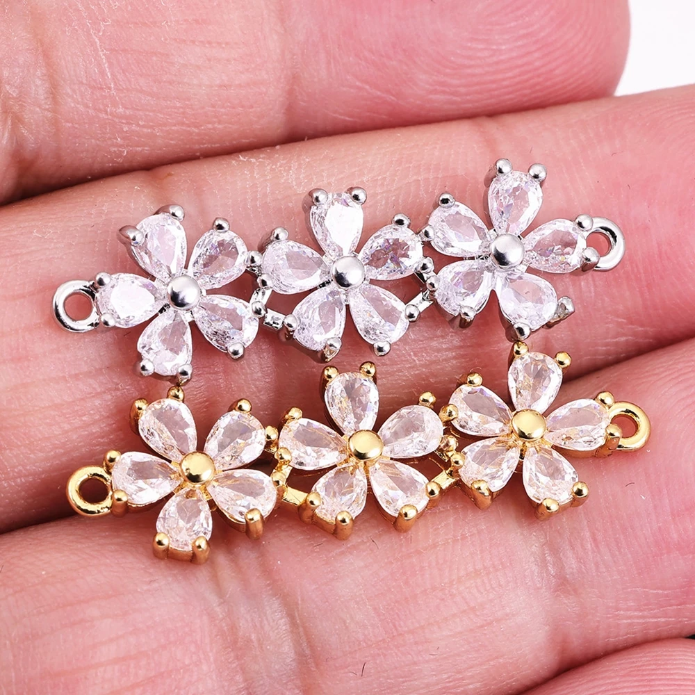 Juya DIY-Schmuckzubehör für Damen, kubischer Zirkonia, Blumenverbinder, Zubehör für Handarbeiten, Charms, Armbänder, Ohrringe, Herstellung – Detail 8