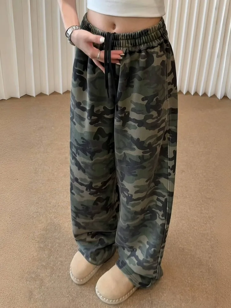 

American Retro Camouflage Straight Leg Men's Sweatpants Autumn Heavy Wa Casual Sports Pants Cleanfit Youth Faion Trend
