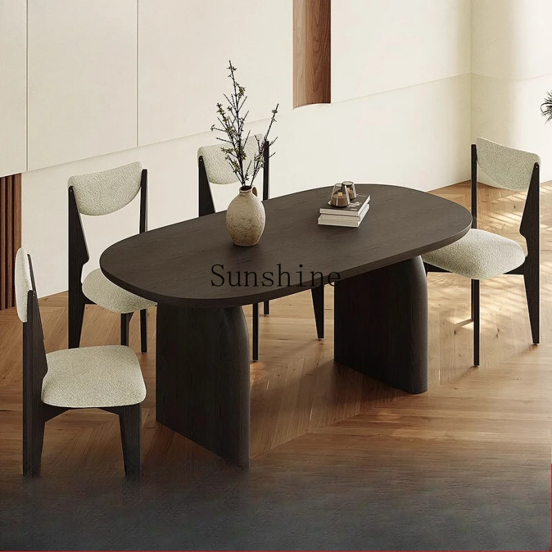 

Medieval oval Italian minimalist small apartment French high-end wabi-sabi dining table