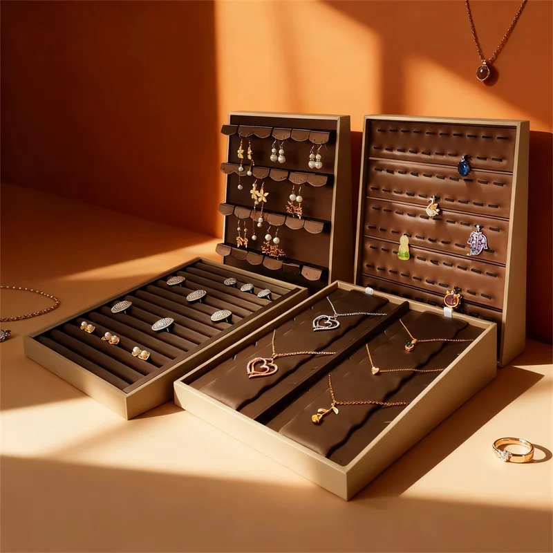 

High-quality PU Leather Jewelry Storage Display Stand Rings Necklaces Pendants Earrings Jewelry Display Presentation Props
