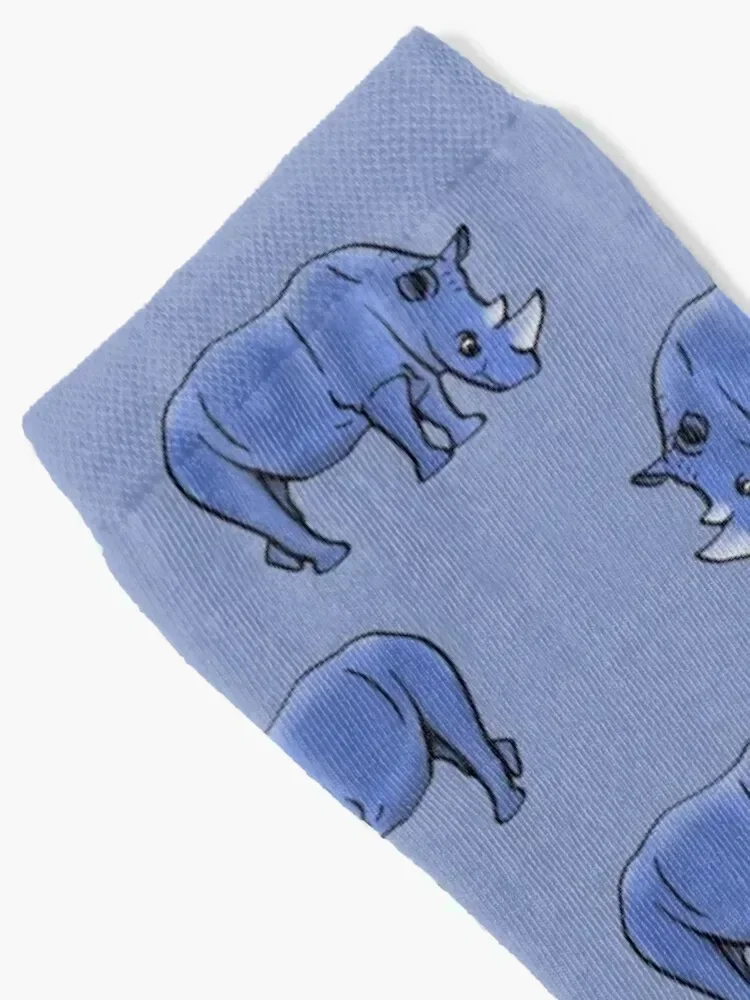 Tiny Rhino (Blue) Socks gift cotton designer Children's Socks Men's Women's