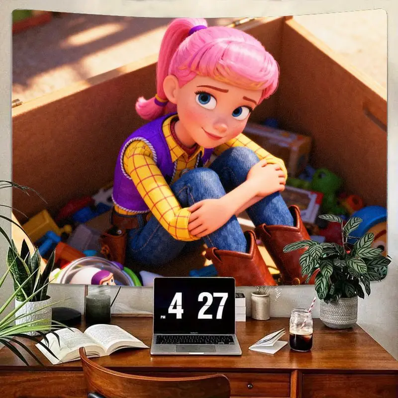 

1 шт. Bo Peep Pink Hair Гобелен История игрушек 4 Милая мультяшная девушка Настенное искусство Современный полиэстер для детей Спальня Общежитие Комната Декор Подарок