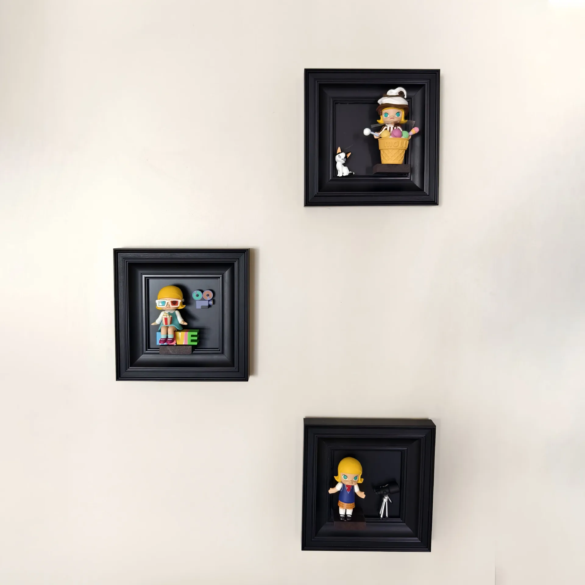Blind Box Display Frame Wandgemonteerde popopslag 3D magnetische displaystandaard DIY decoratieve poppen Matzwarte fotolijst
